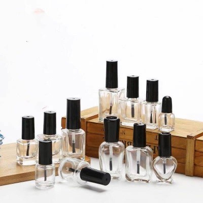 3 ml 5 ml 8 ml square round nail glass bottle with brush and cap wholesale